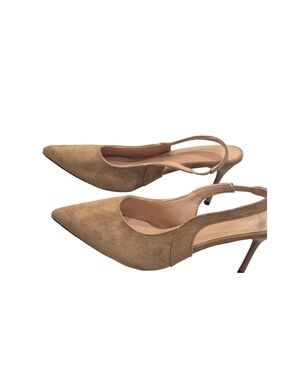 Women’s Tan Suede Pointed-Toe Slingback Heels